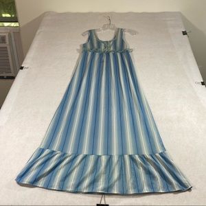 Striped Woman’s Nightgown Sleeveless Belted Small Laced blue and white M…